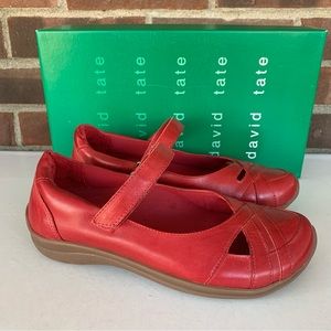 David Tate Womens Sanity red Leather Strap Casual Mary Janes Shoes US 6 W wide